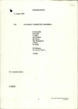 Memorandum to planning committee