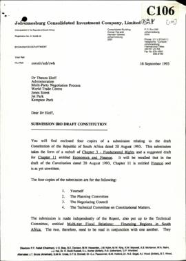 Johannesburg Consolidated Investment Company (JCI) – Submission containing redraft of Chapter Dr....