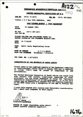United Municipal Executive of SA – Submission on areas of competence of SPR governments