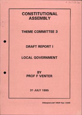 Local Government. Draft Report 1 by Prof. F. Venter