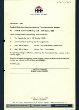 Constitutional Committee Sub-Committee meeting on 9-10 October 1995