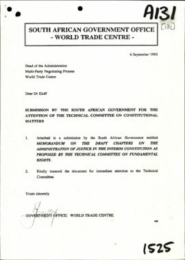 South African Government Submission: Memorandum on the Draft Chapters on the Administration of Ju...