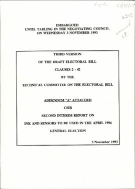 Third version of the draft electoral bill – clauses 2-42: addendum “A” attached: CSIR: Second Int...