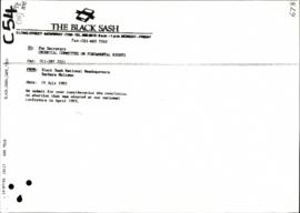 The Black Sash – Resolution on abortion adopted at the Black Sash National Conference in April 1993