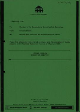 Constitutional Committee Sub-Committee: Revised draft on Courts and Administration of Justice pre...