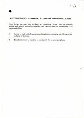 Recommendation on contract with other negotiating bodies