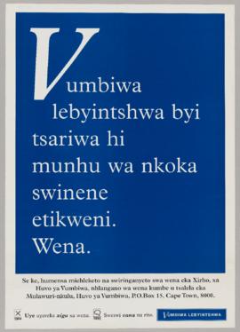 Vumbiwa lebyintshwa byi tsariwa hi munhu was nkoka swinene stikweni Wena.