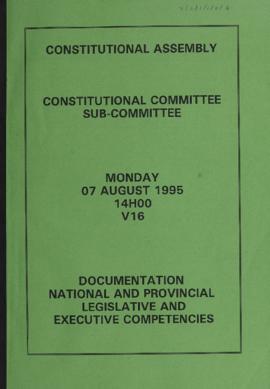 Documentation: National and Provincial Legislative and Executive Competencies