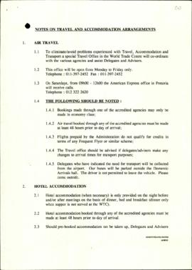 Notes on travel and accommodation