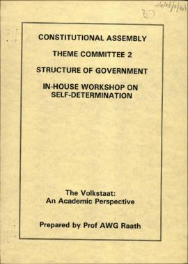 In-house Workshop on self 'determination, The Volkstaat. Academic perspective, prepared by Prof A...