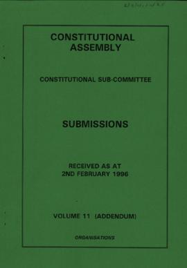 Received as at 2nd February 1996. Volume 11 (Addendum). Organisations