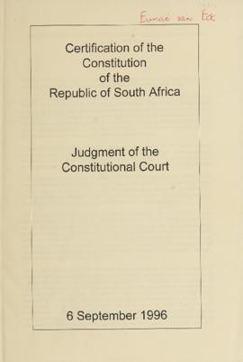 Certification of the Constitution of the Republic of South Africa