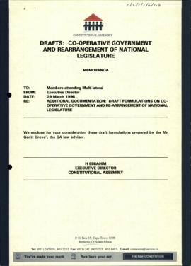 Members Attending Multilateral: Additional Document: Draft formulations on Co-operative Governmen...