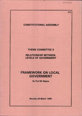 Framework on Local Government by Prof BC Majola