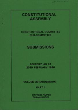 Received as at 20th February 1996. Volume 20 (Addendum). Part 1. Political Parties