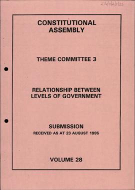 Levels of Government: Submissions received as at 23 August 1995: vol. 28