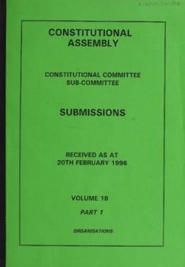 Received as at 20th February 1996. Volume 18. Part 1. Organisations