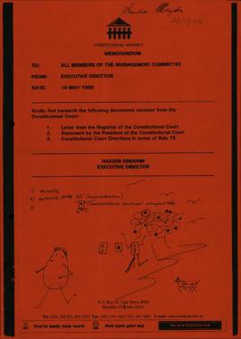 Memorandum: Documents received from the Constitutional Court