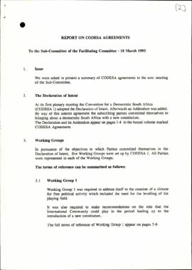 Report on CODESA agreements