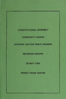 National Sector Public Hearing: Religious Groups