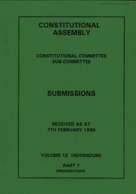 Received as at 7th February 1996. Volume 12 (Addendum). Part 1. Organisations