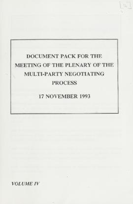 Document Pack for the Meeting of the Plenary of the Multi-Party Negotiating Process: Volume IV