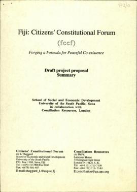 Fiji: Citizens' Constitutional Forum: Forging a Formula for Peaceful Co-existence