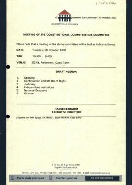 Meeting of the Constitutional Committee Sub-Committee and Draft Agenda