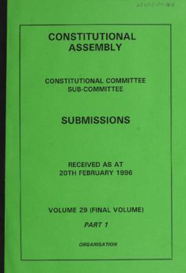 Received as at 20th February 1996. Volume 29 (Final Volume). Part 1. Organisations