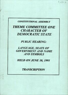 Public hearing: Language, Seats of Government and Name and Symbols