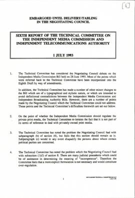 Sixth report (Eighth draft of IMC bill)