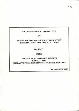 Background documentation – volume 3 – MPNP – Technical committee reports, resolutions, extracts f...