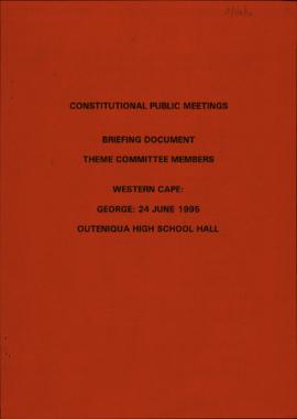 Briefing document Theme Committee Members: Western Cape: George