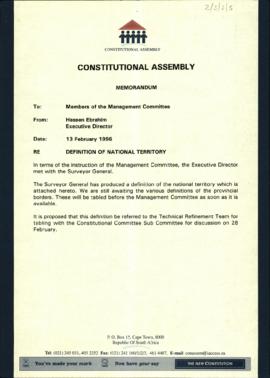 Memorandum re Definition of National Territory