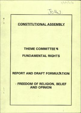 Report and draft formulation: Freedom of religion, belief and opinion