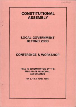 Local Government. Local Government Beyond 2000: Conference and Workshop