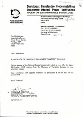 Directorate of Internal Peace Institutions on half of the National Peace Secretariat on the subje...