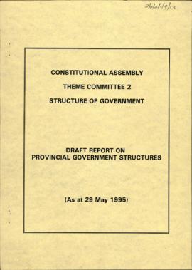 Draft report on Provincial Government Structures