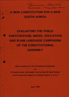 Evaluating the public participation, media education and plain language campaigns of the Constitu...