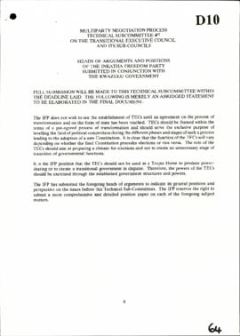 IFP KwaZulu – Heads of arguments and positions