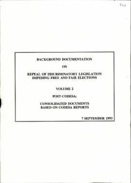 Background documentation – volume 2 – Post-Codesa: Consolidated document 5 based on Codesa reports