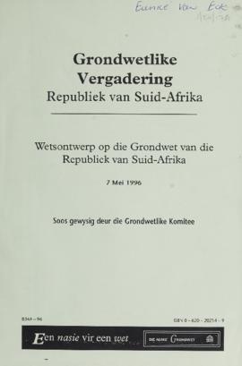 Grondwetlike Vergadering: Republiek van Suid-Afrika. Wetsontwerp op die Grondwet van die Republie...