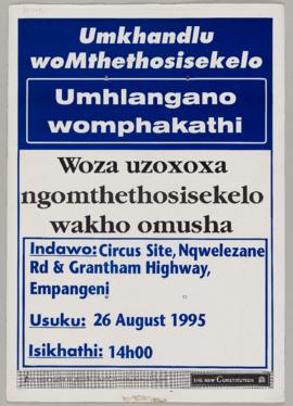 Umkhandlu woMthethosisekelo. Umhlangano womphakathi. Woza uzoxoxa ngomthethosisekelo wakho omusha...