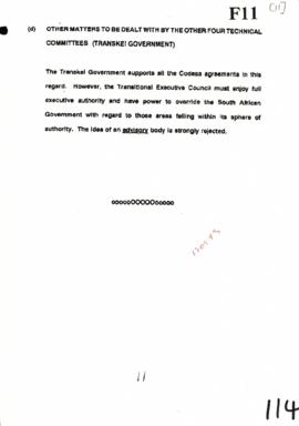 Transkei – Supports all the Codesa Agreements