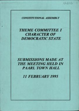 Submissions made at the meeting held in Paarl Town Hall