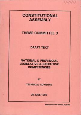 Draft text: National and Provincial Legislative and Executive Competencies by Technical Advisors