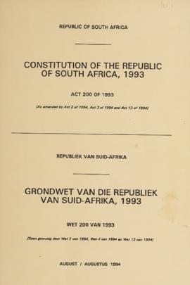 Constitution of the Republic of South Africa, Act 200 of 1993