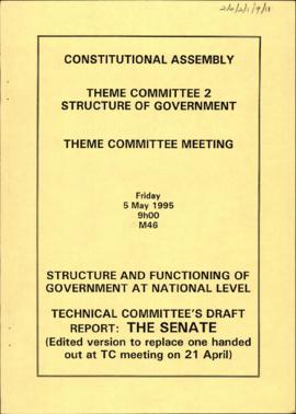 Structure and functioning of government at National level, technical committee's draft report: Th...