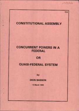 Concurrent Powers in Federal or Quasi-Federal System by Dion Basson