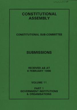 Received as at 6 February 1996. Volume 11. Part 1. Government Institutions & Organisations